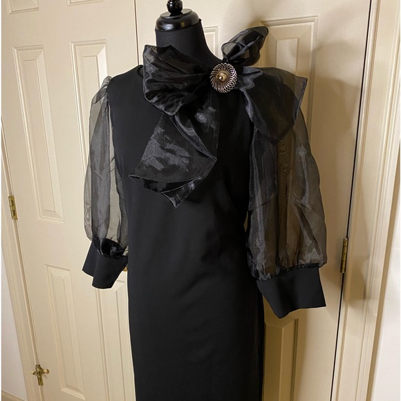 Ashley Stewart Dresses & Skirts - Ashley Stewart, Black, holiday, organza dress w/puffy sleeves, Plus Size, 18/20